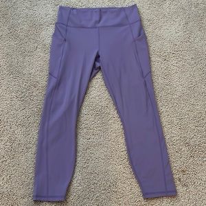 Fabletics Womens Powerluxe Purple Leggings Size Small Mid Rise Pockets
